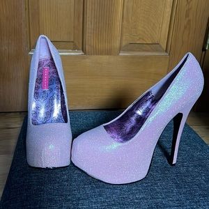 Bordello heels pink with glitter